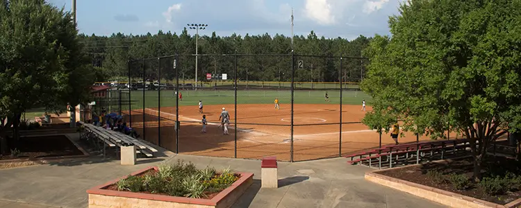 View of a softball field at Freedom Park in Valdosta